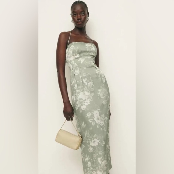 NEW Reformation Satin Midi Dress in Vendela Green|. I’m 5’4’’. Wore at home only - Picture 2 of 4
